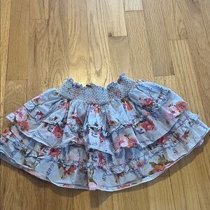 LoveShackFancy Blue Floral Billie Skirt Sz 5-6Y